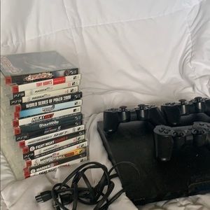 PS3 with 3 controllers and 16 games
